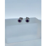 Zeghani 14 Karat White Gold Amethyst & Diamond Halo Studs