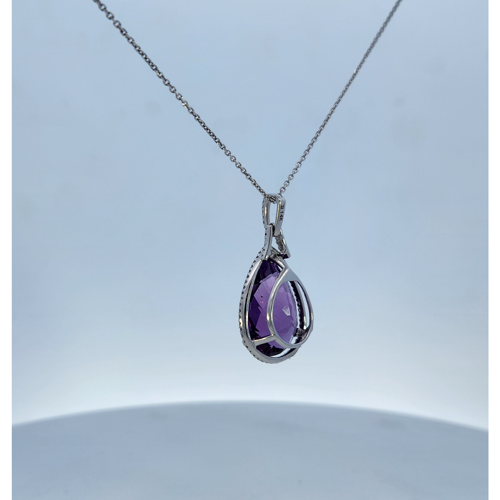 PeJay Creations 14 Karat White Gold Amethyst & Diamond Necklace