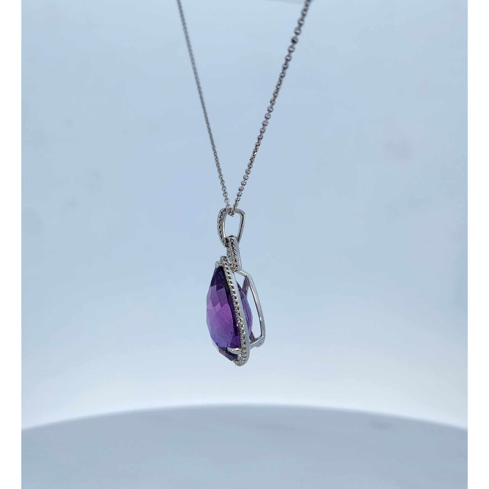 PeJay Creations 14 Karat White Gold Amethyst & Diamond Necklace