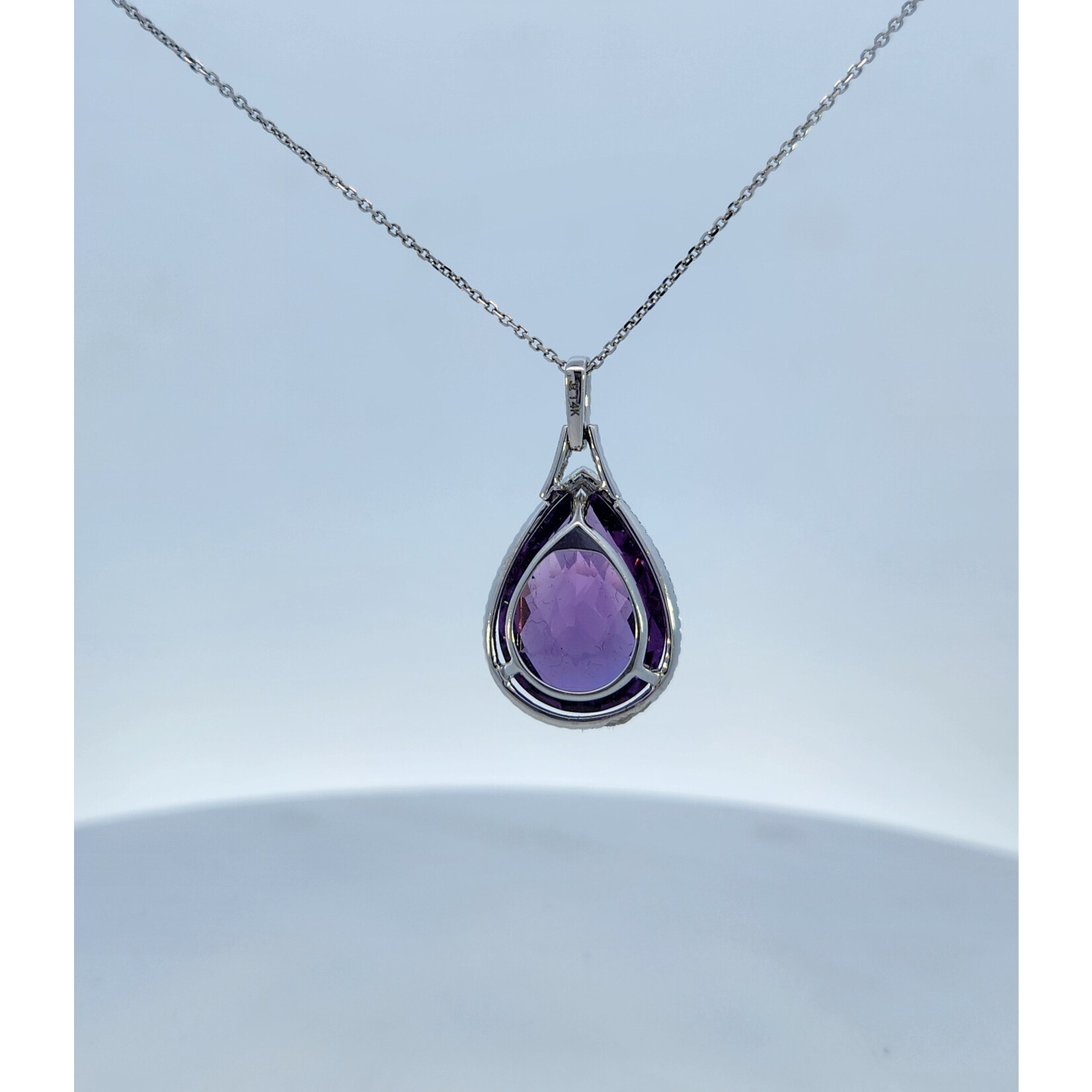 PeJay Creations 14 Karat White Gold Amethyst & Diamond Necklace
