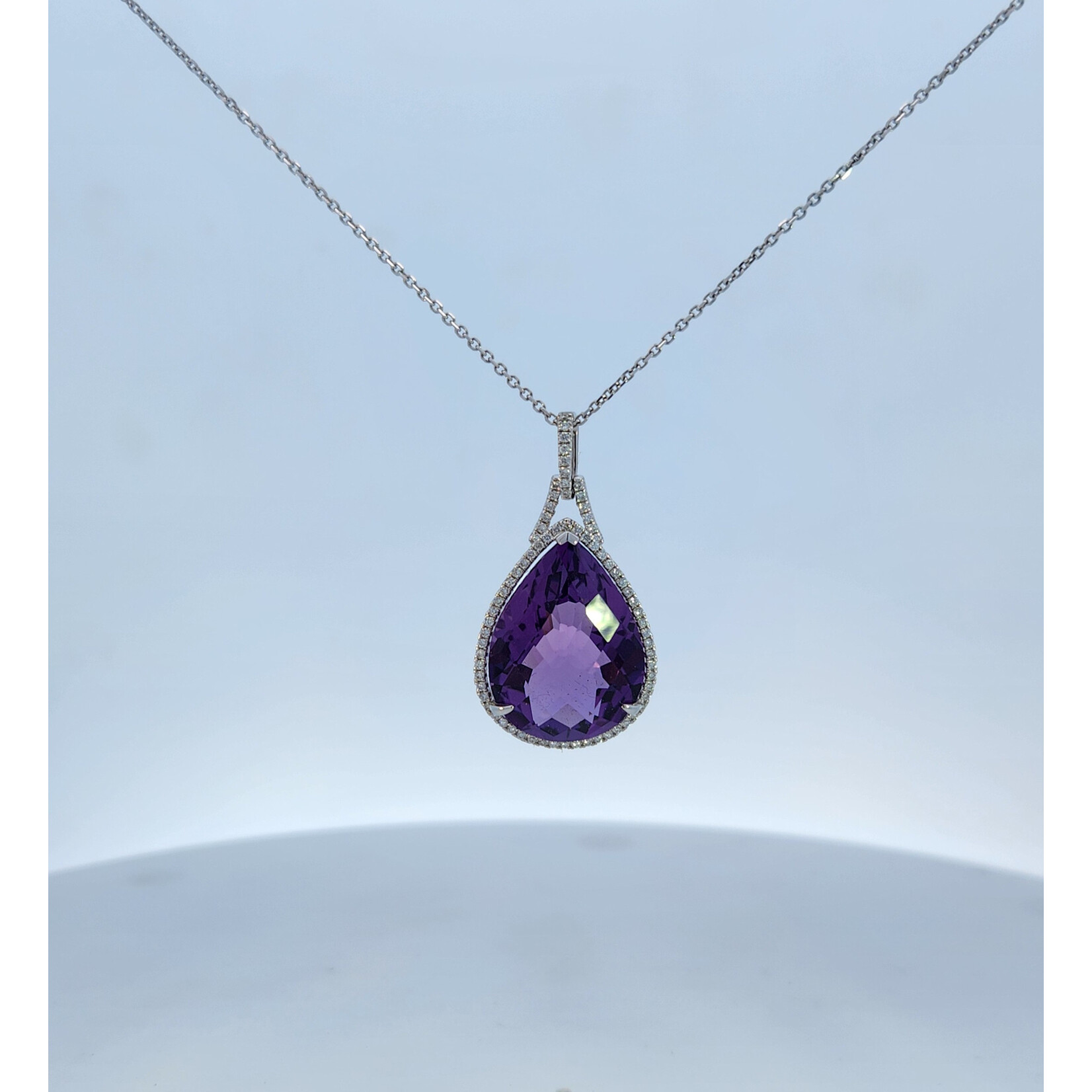 PeJay Creations 14 Karat White Gold Amethyst & Diamond Necklace