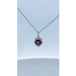 14 Karat White Gold Amethyst & Diamond Fancy Necklace