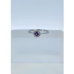 Zeghani 14 Karat White Gold Amethyst & Diamond Halo Ring