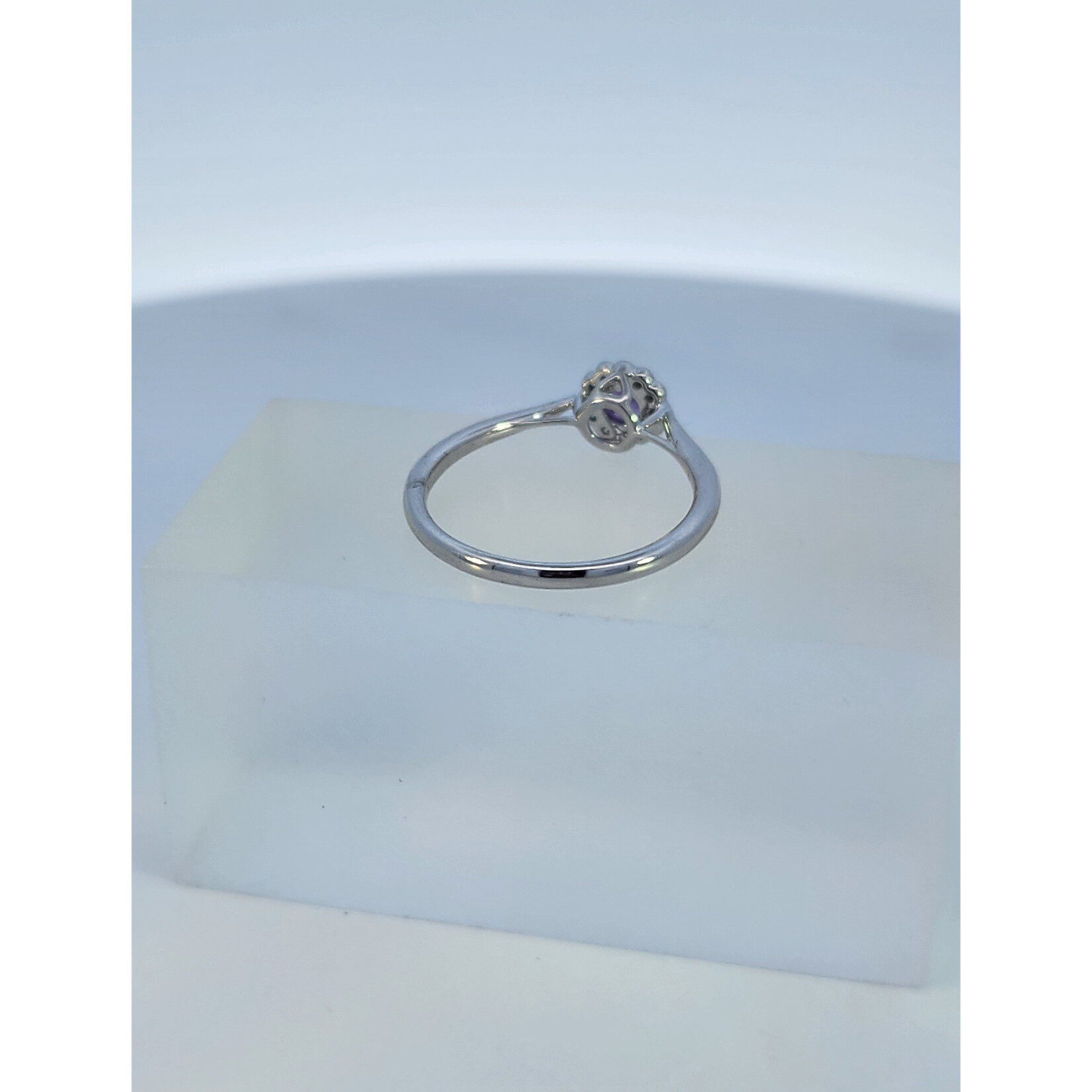 Zeghani 14 Karat White Gold Amethyst & Diamond Halo Ring