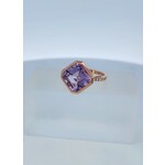 PeJay Creations 14 Karat Rose Gold Pink Amethyst & Diamond Ring