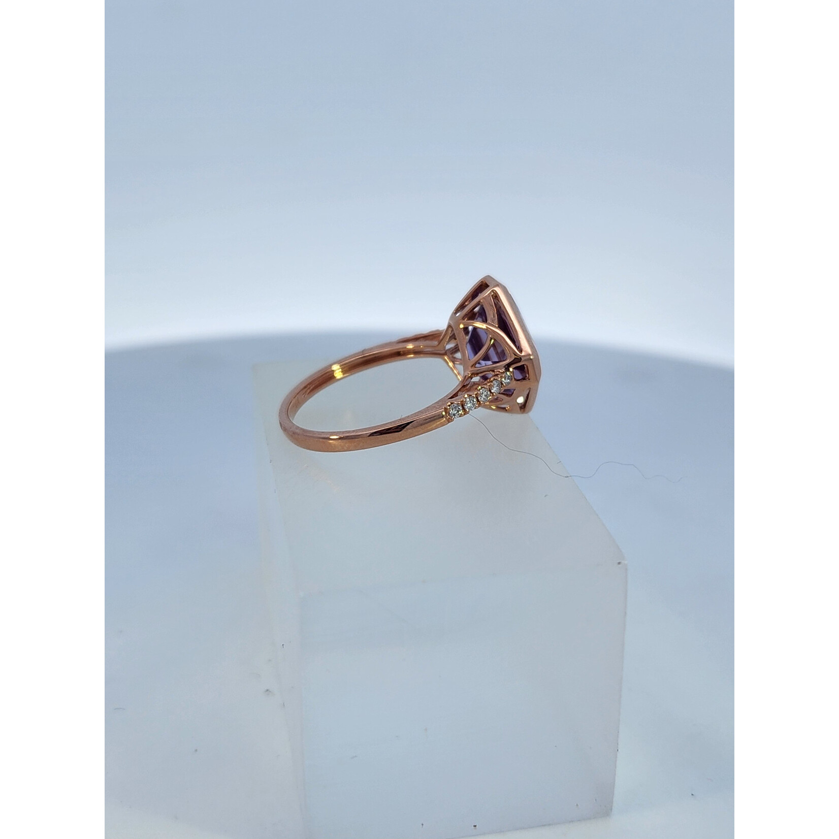 PeJay Creations 14 Karat Rose Gold Pink Amethyst & Diamond Ring