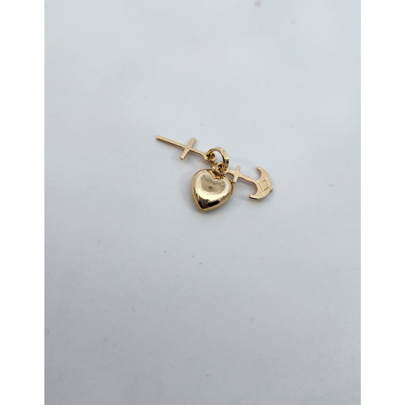14 Karat Yellow Gold Cross Heart & Anchor Pendant