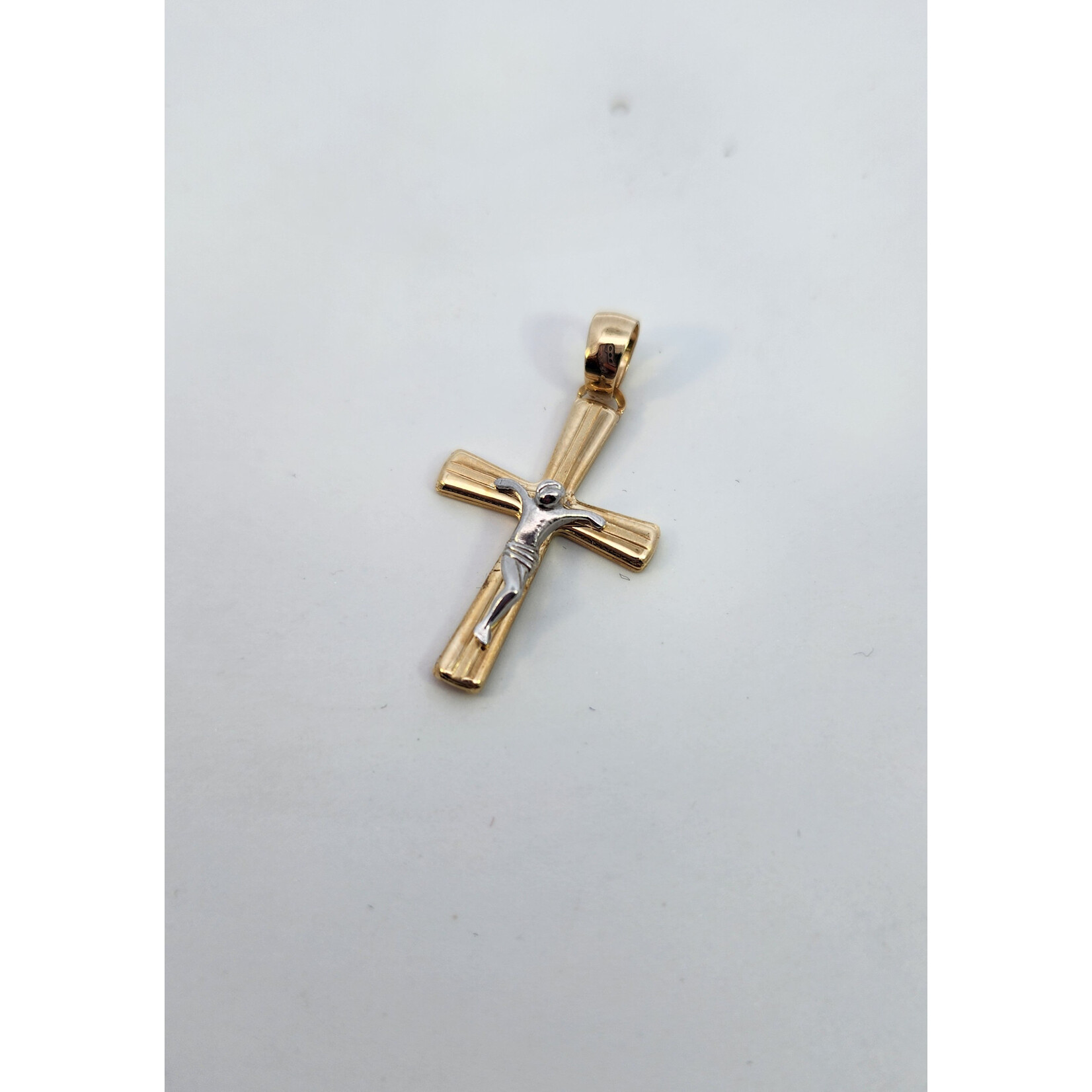 14 Karat Two-Tone Gold Tapered Crucifix Pendant