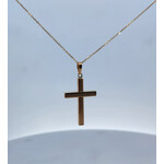 14 Karat Yellow Gold 18" Ribbed Cross Necklace