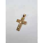 14 Karat Yellow Gold Beaded Fancy Crucifix Pendant
