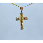 14 Karat Two-Tone Gold Twist Tube Cross Pendant