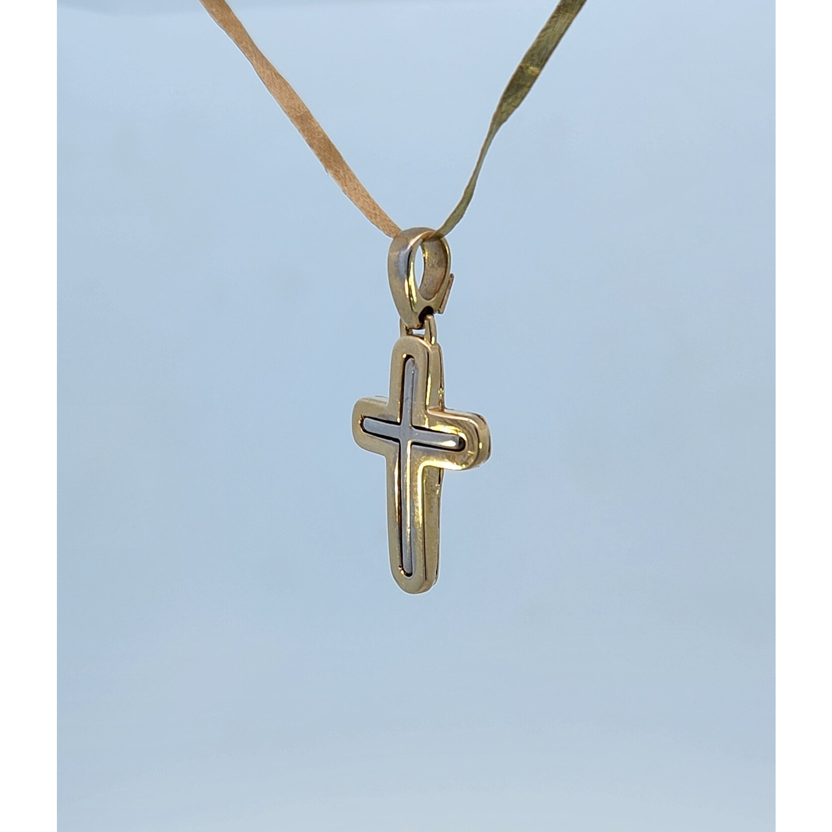 14 Karat Two-Tone Gold Double Cross Pendant
