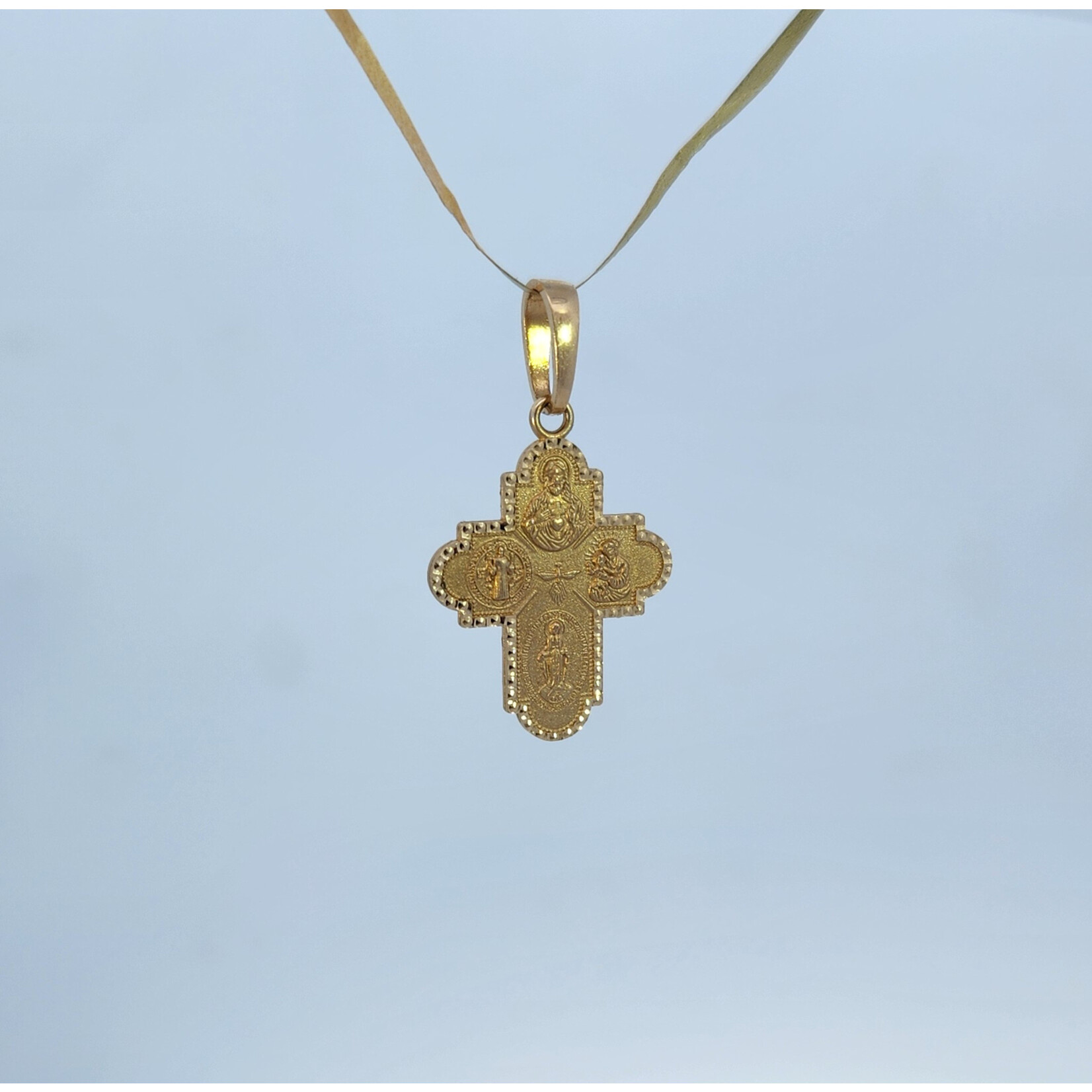 14 Karat Yellow Gold Catholic Four Way Medal Pendant