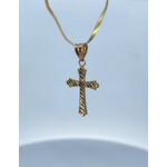 14 Karat Yellow Gold Diamond-Cut Tapered Cross Pendant