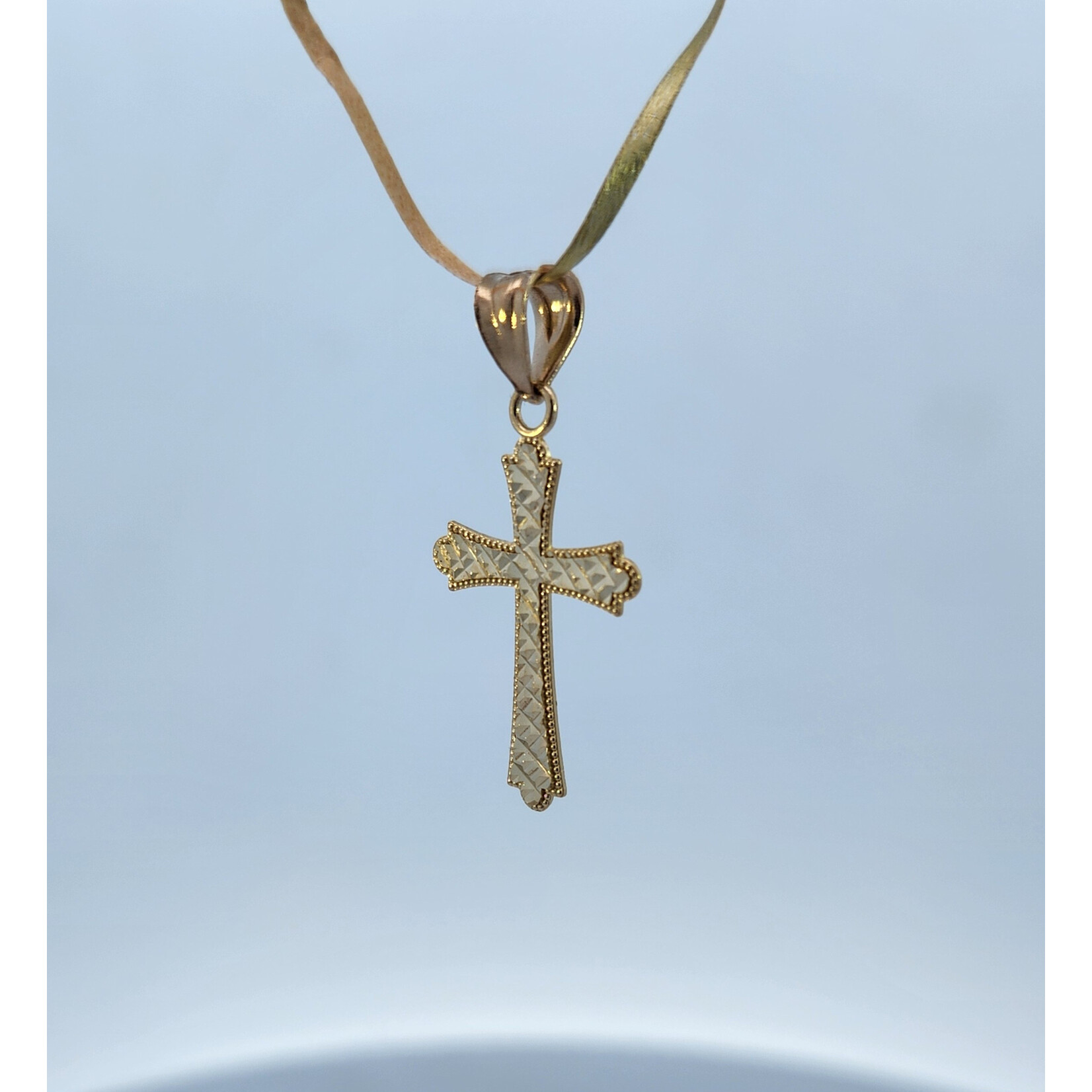 14 Karat Yellow Gold Diamond-Cut Tapered Cross Pendant