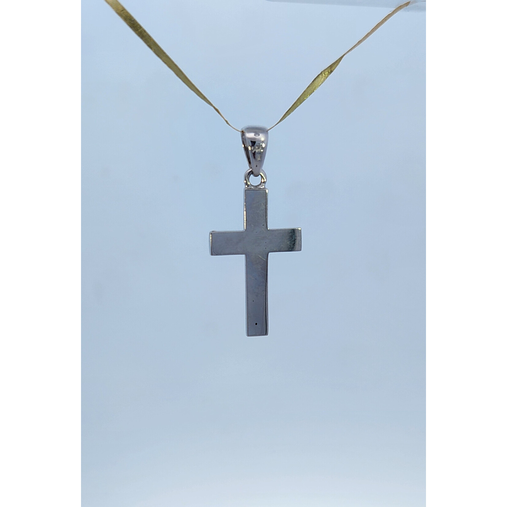 Alamea 14 Karat White Gold Scroll Cross Pendant