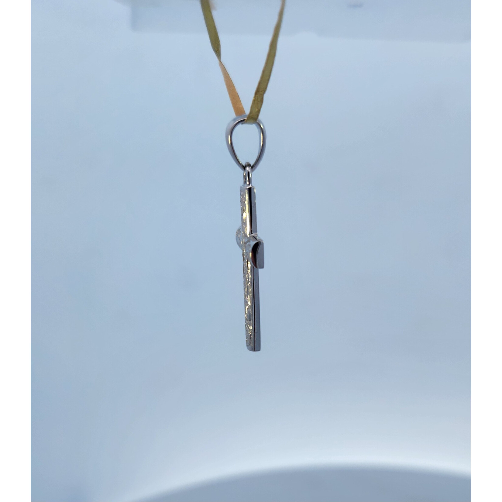 Alamea 14 Karat White Gold Scroll Cross Pendant