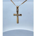 14 Karat Yellow Gold Puffed Curved Cross Pendant