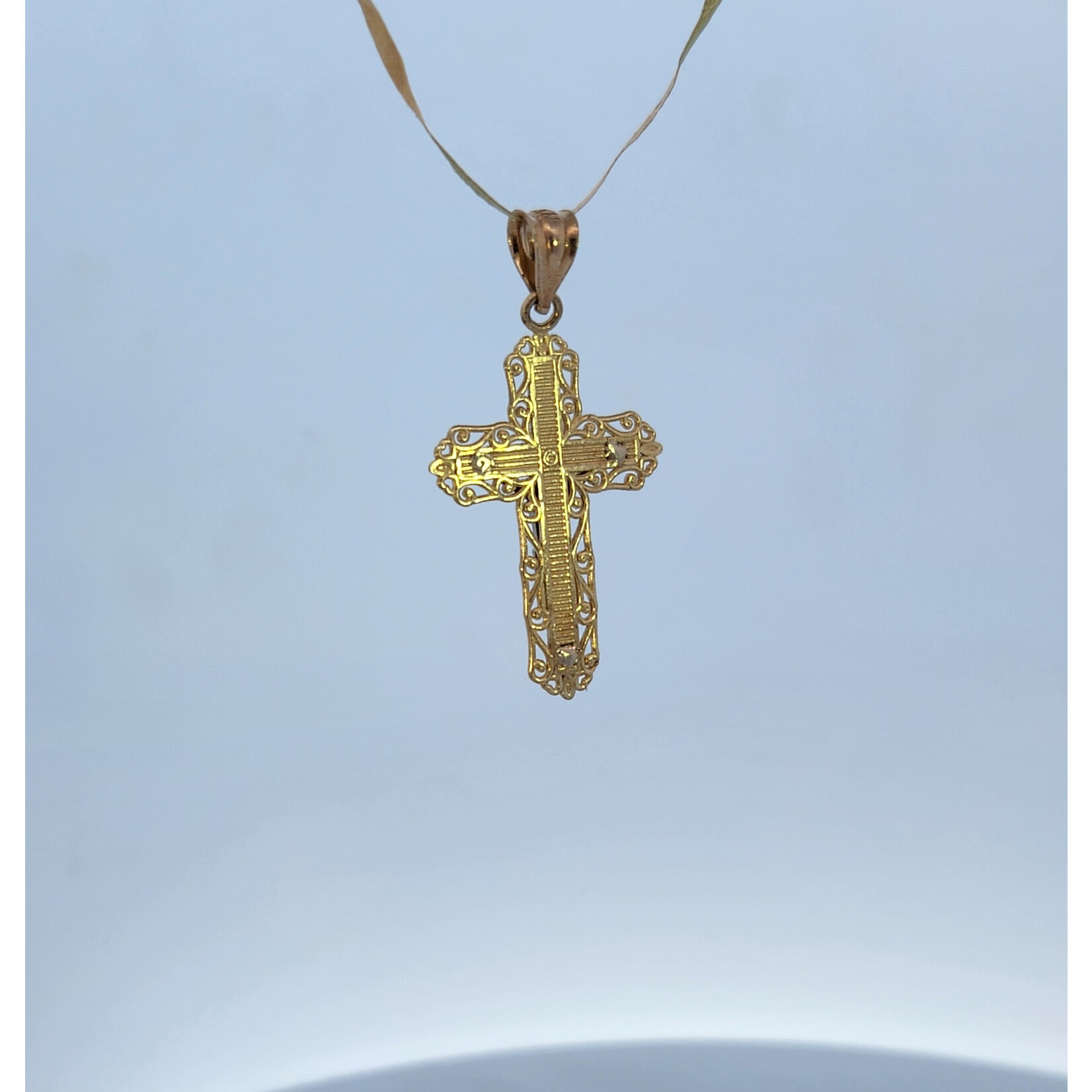 14 Karat Two-Tone Gold Filigree Crucifix Pendant