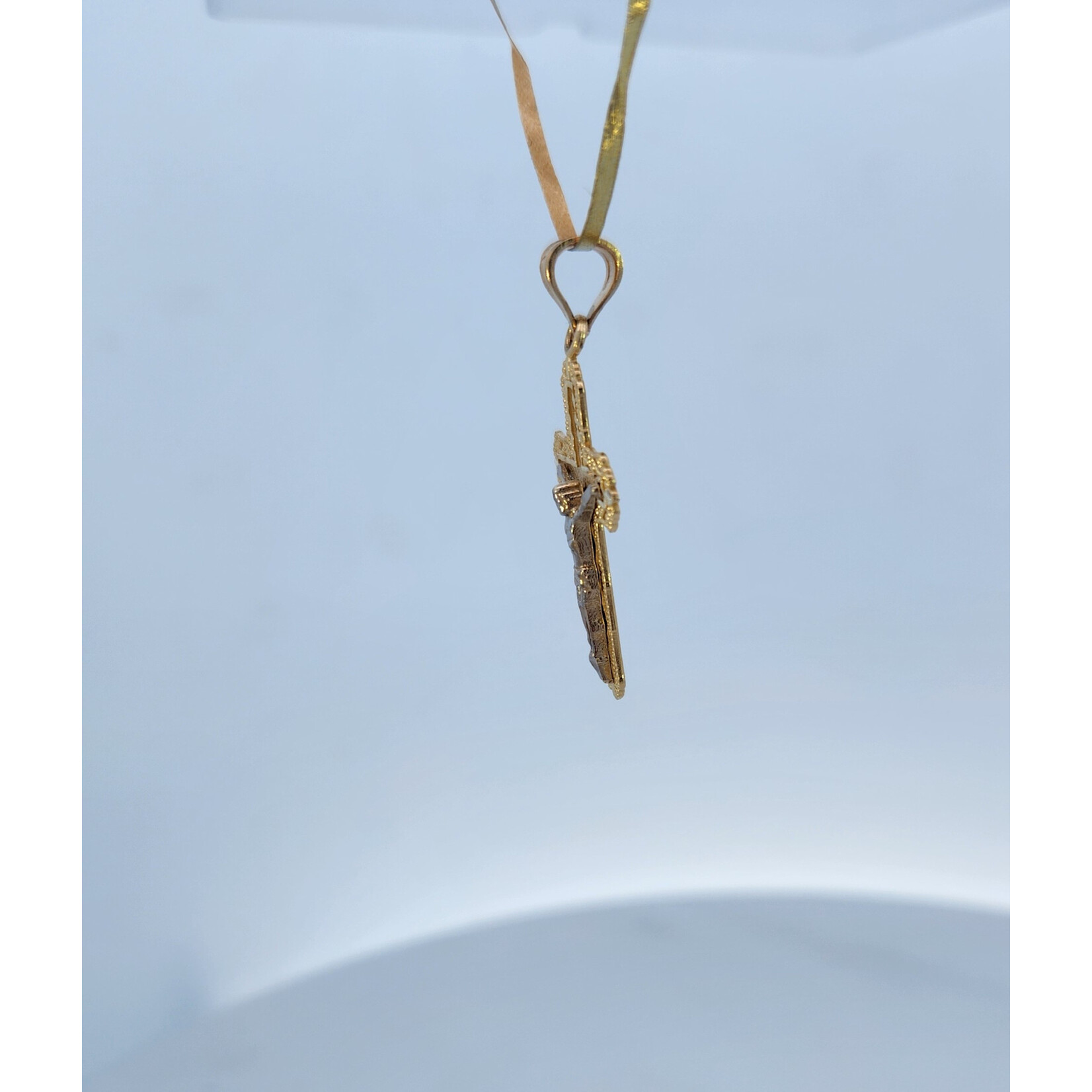 14 Karat Two-Tone Gold Filigree Crucifix Pendant