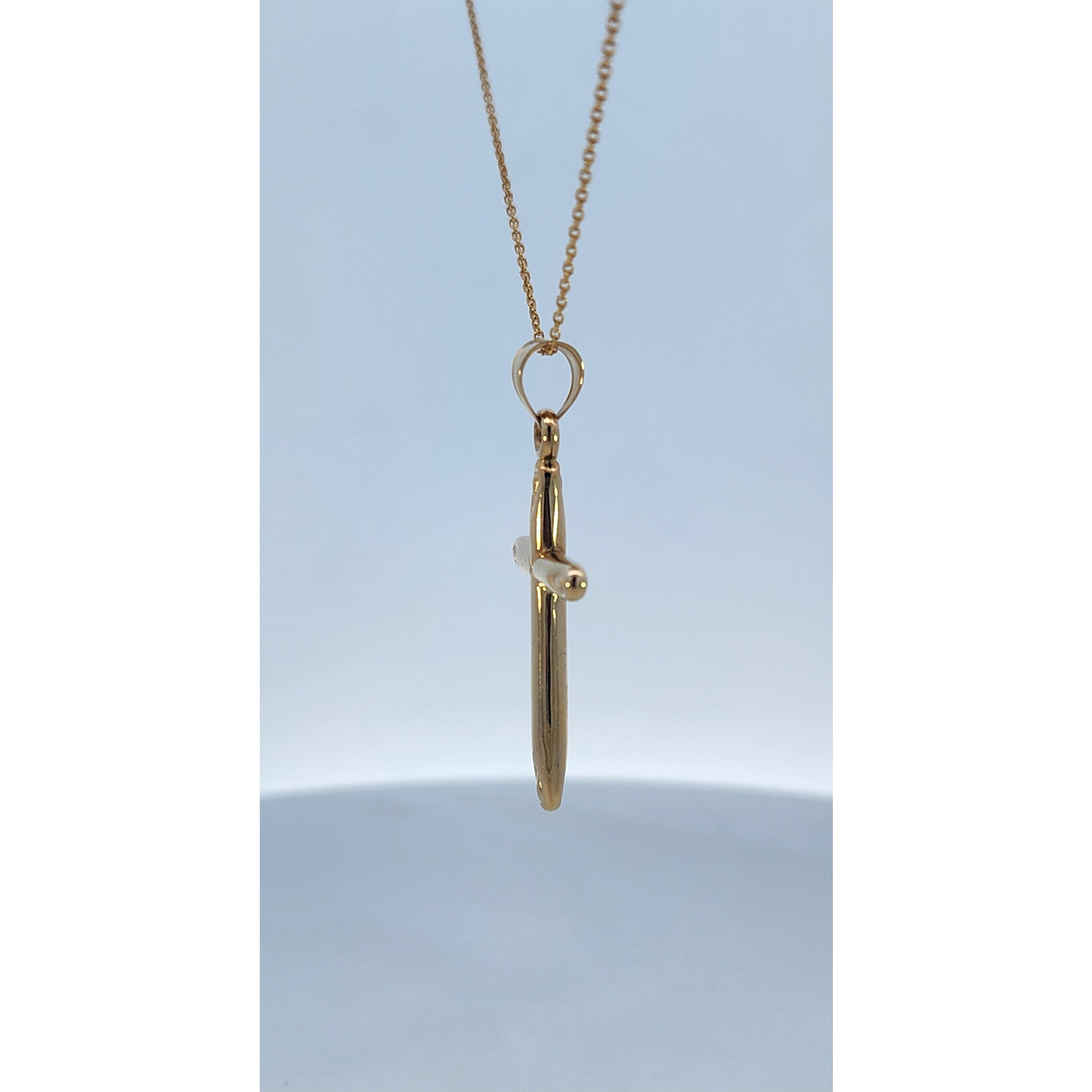 14 Karat Yellow Gold Tapered Edge Cross Necklace