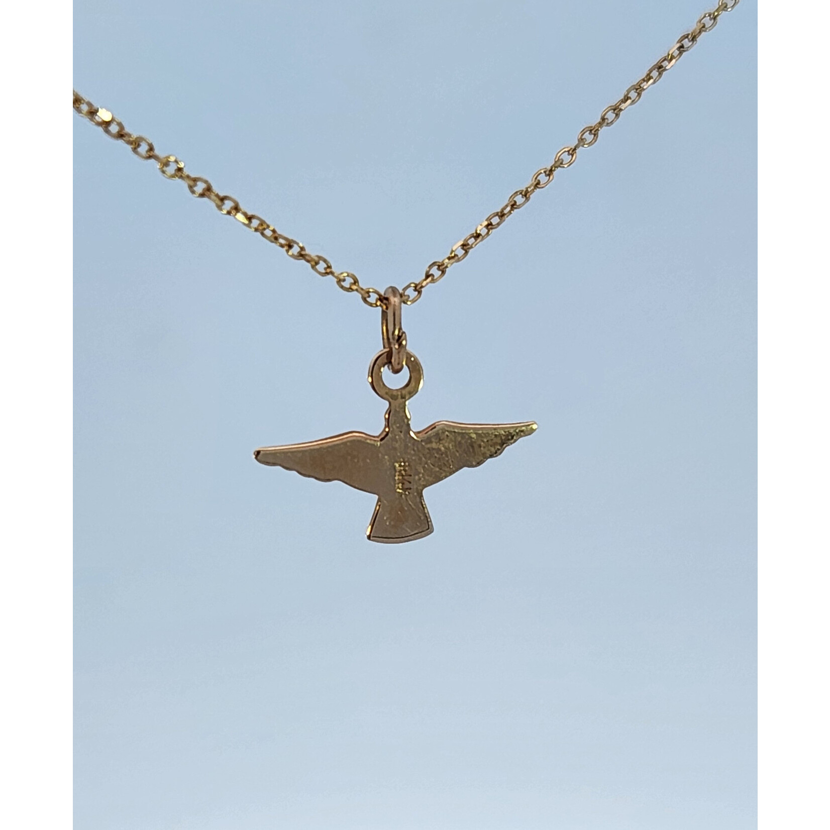 14 Karat Yellow Gold Dove Necklace