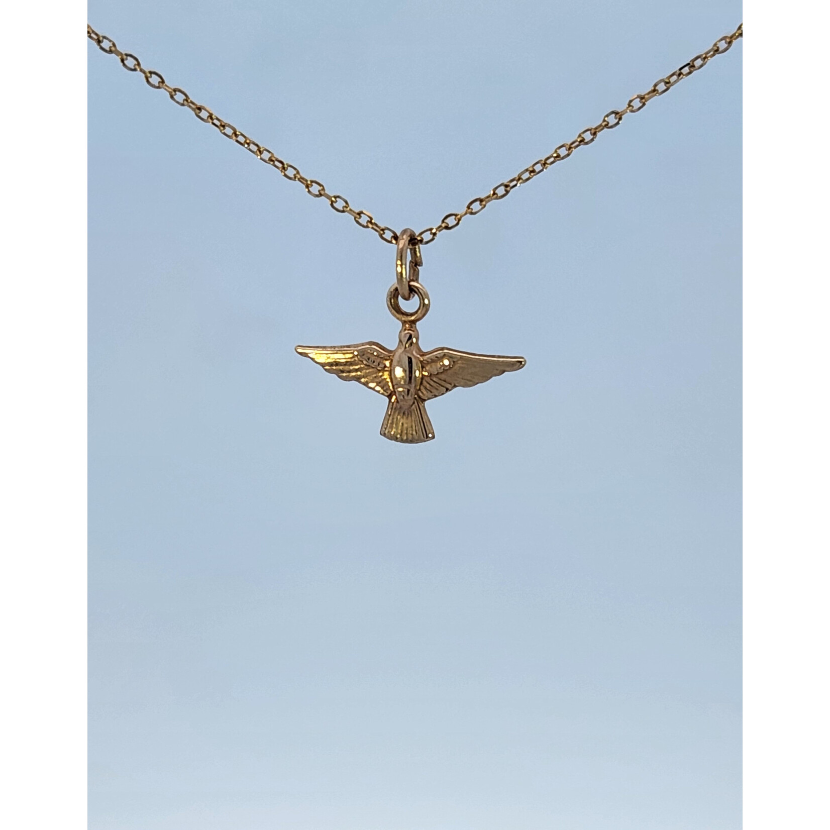 14 Karat Yellow Gold Dove Necklace