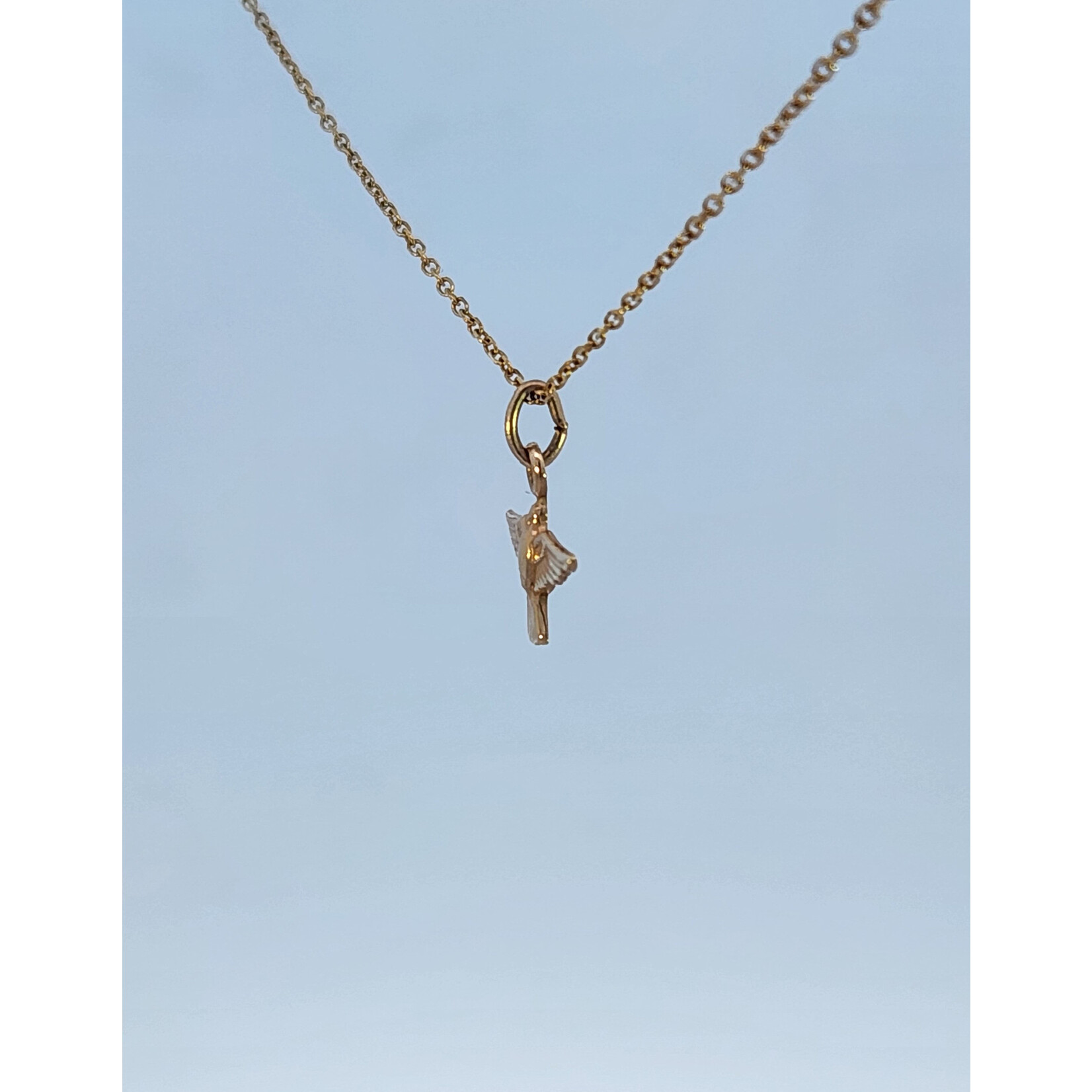 14 Karat Yellow Gold Dove Necklace
