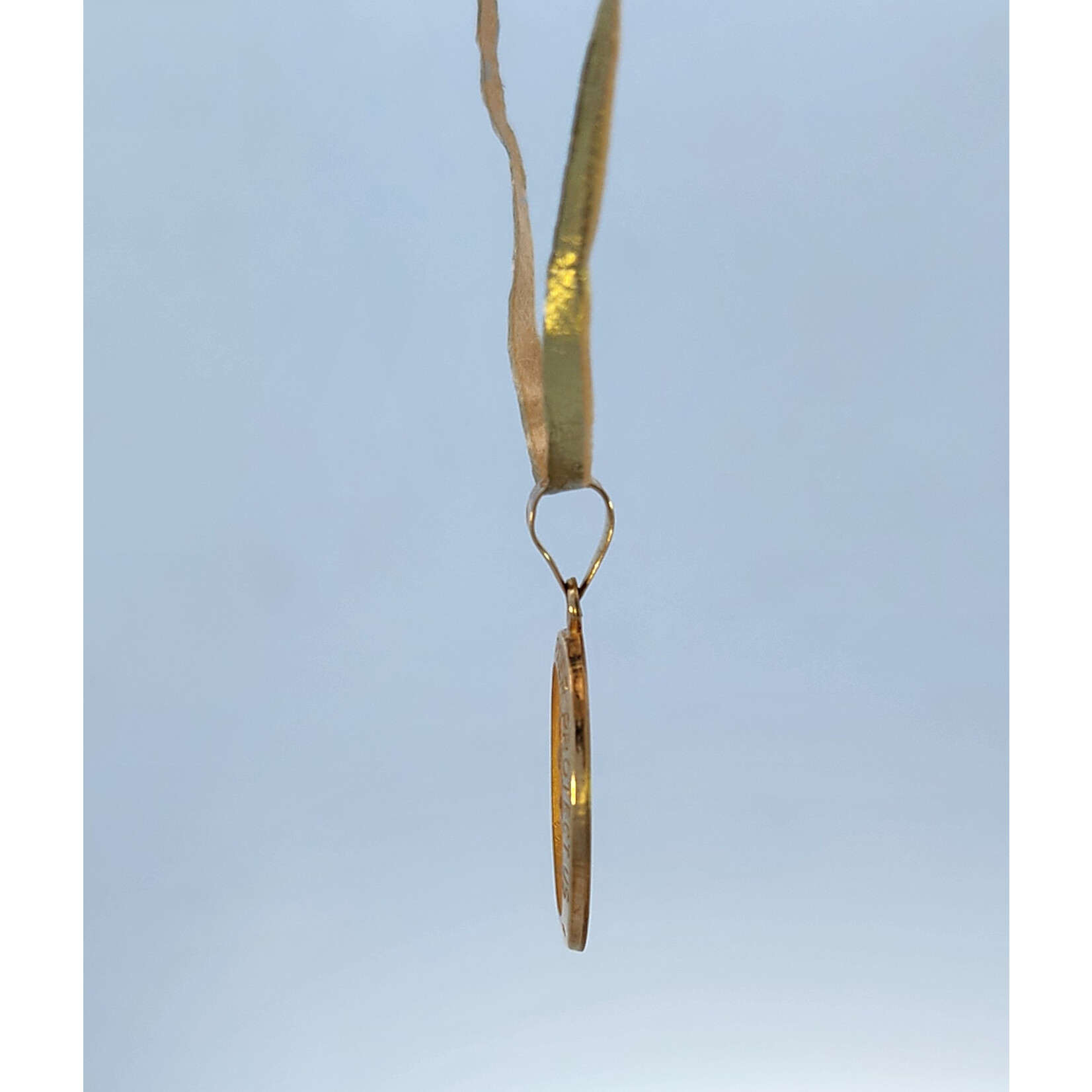 14 Karat Yellow Gold Oval Saint Christopher Medal Charm