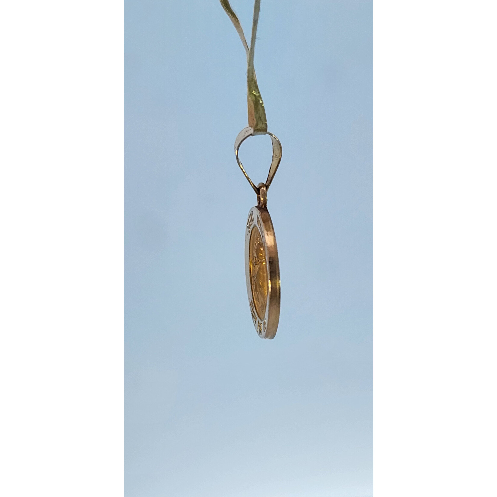 14 Karat Yellow Gold Saint Anthony Medal Disc Charm