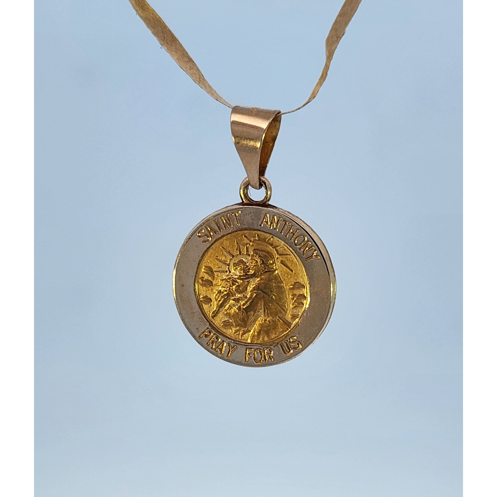 14 Karat Yellow Gold Saint Anthony Medal Disc Charm