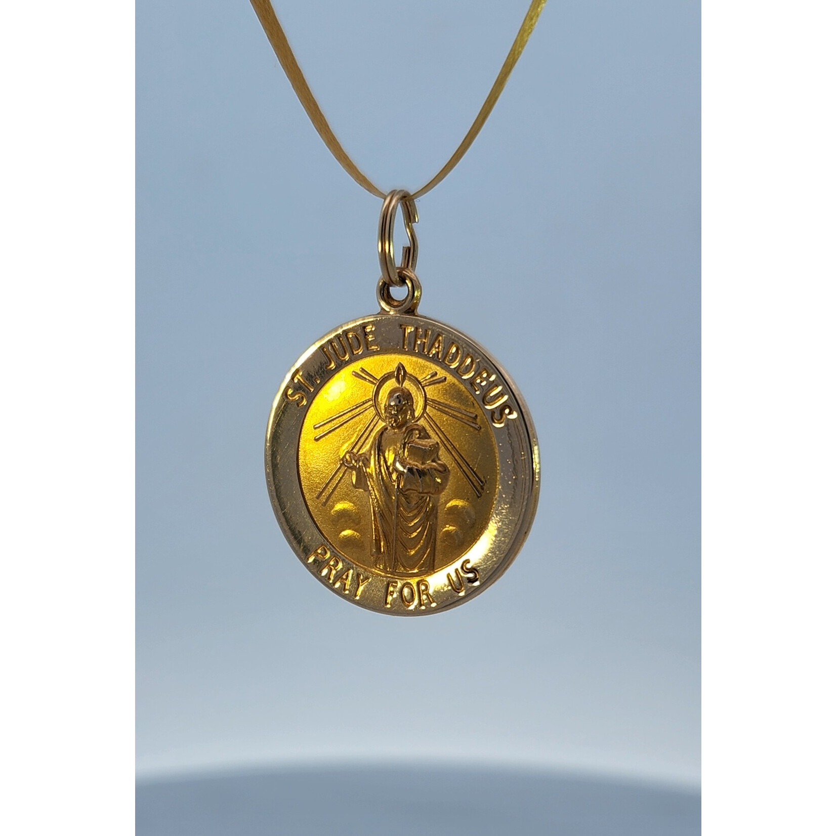 14 Karat Yellow Gold Saint Jude Thaddeus Medal Disc Charm