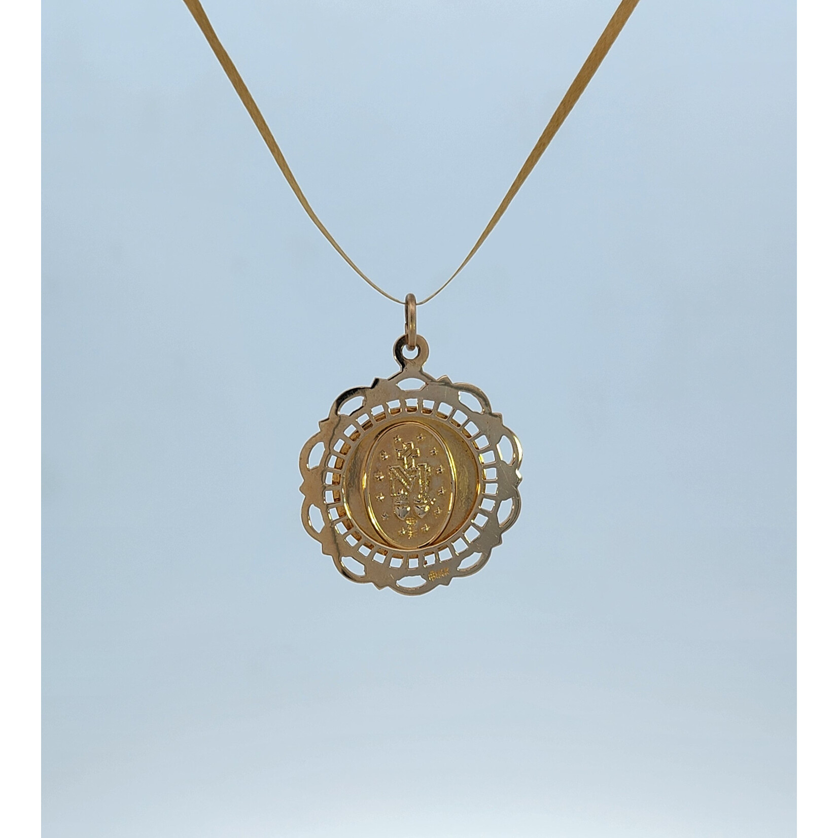 14 Karat Yellow Gold Saint Mary Fancy Medal Charm