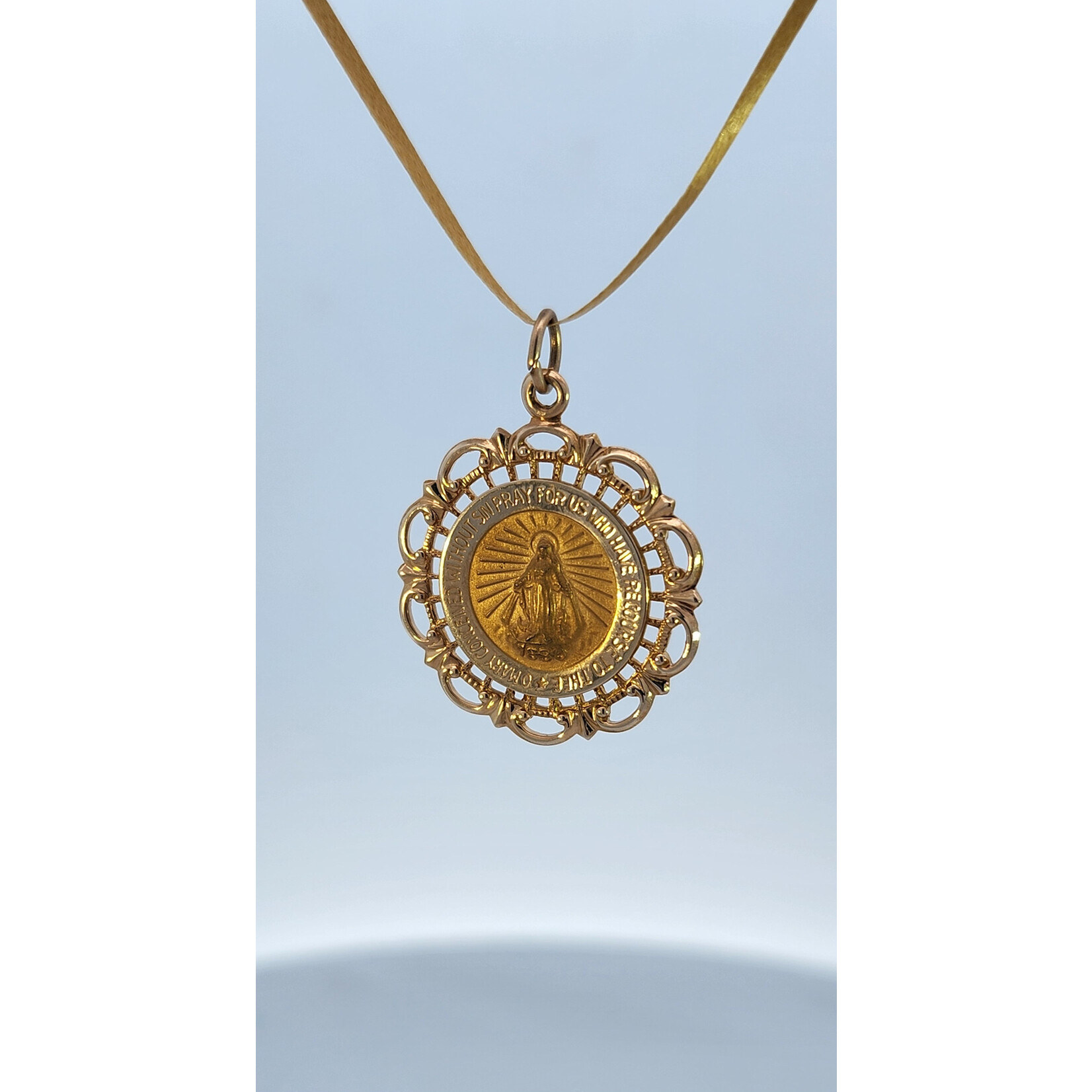14 Karat Yellow Gold Saint Mary Fancy Medal Charm