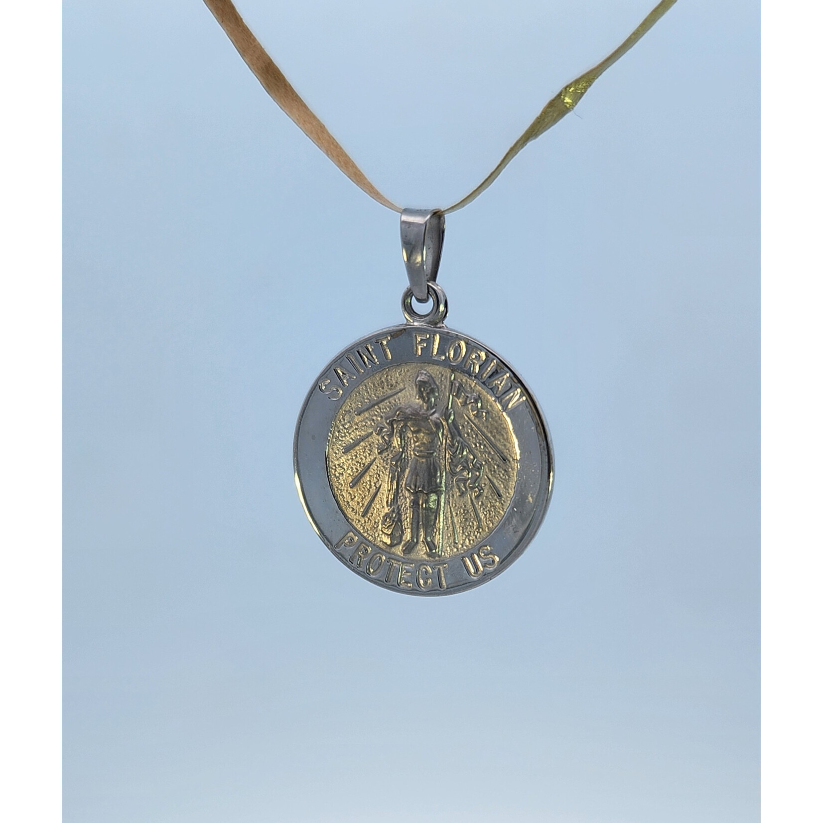 14 Karat White Gold Saint Florian Medal Charm