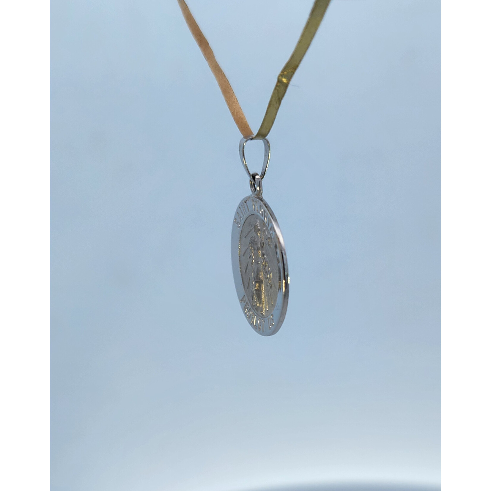 Quality Gold Inc. 14 Karat White Gold Saint Florian Medal Charm