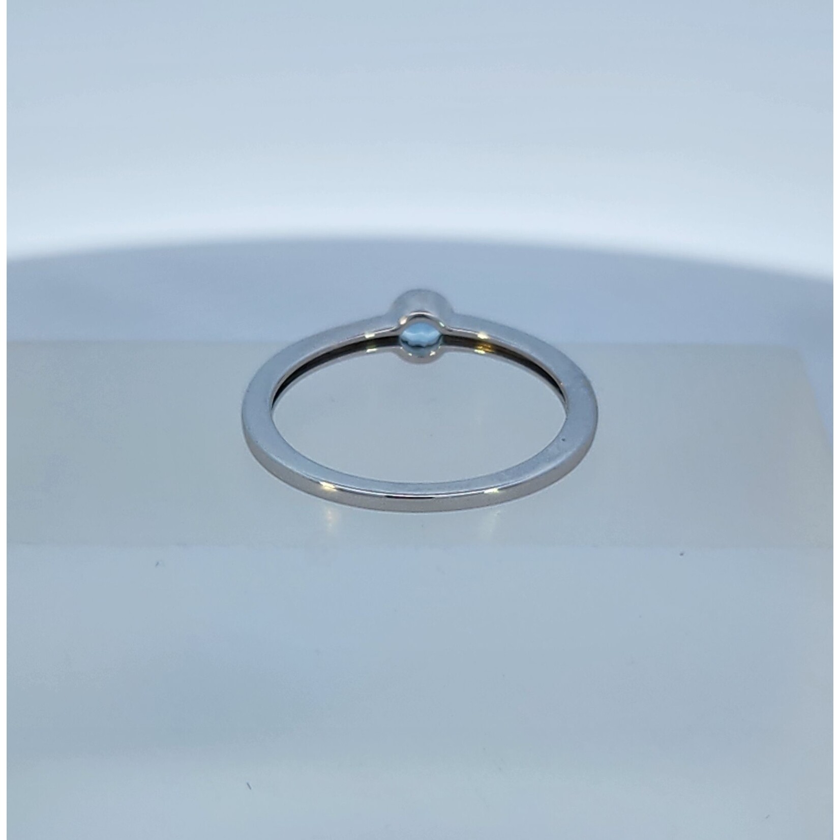 14 Karat White Gold Aquamarine Bezel Ring