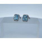 PeJay Creations 14 Karat White Gold Aquamarine & Diamond Earrings