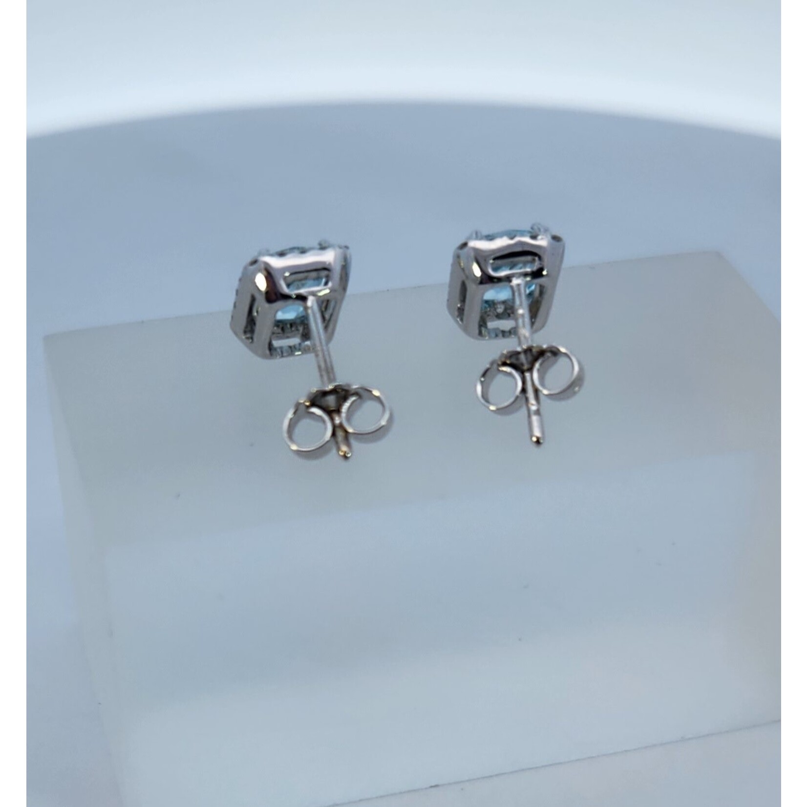 PeJay Creations 14 Karat White Gold Aquamarine & Diamond Earrings