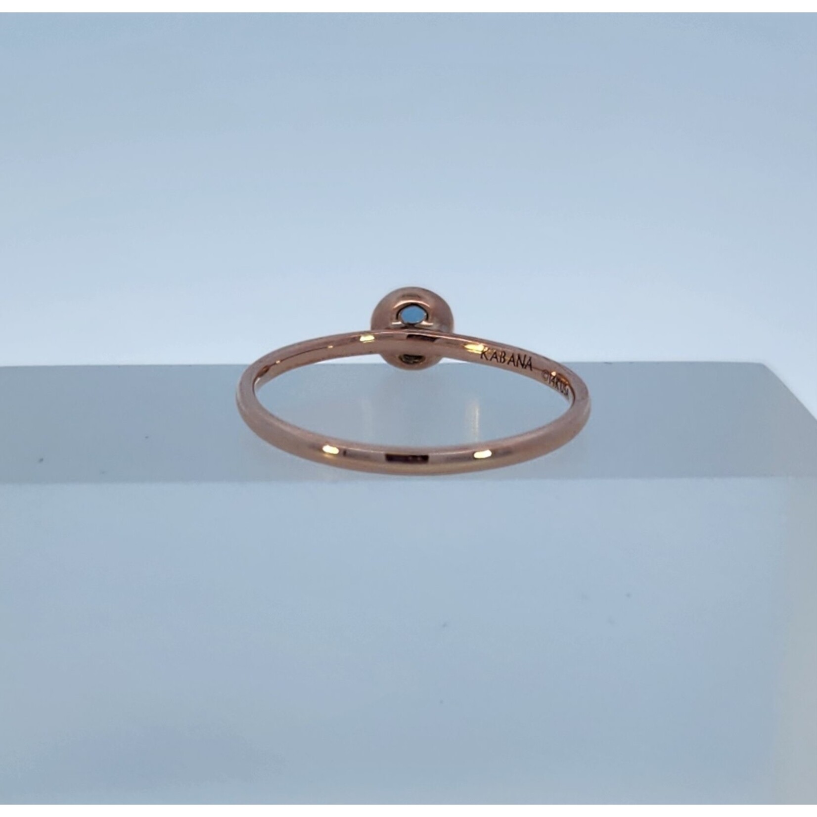 Kabana 14 Karat Rose Gold Aquamarine Bezel Ring