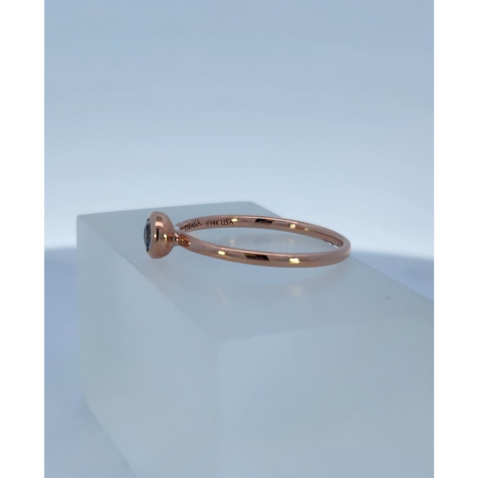 Kabana 14 Karat Rose Gold Aquamarine Bezel Ring