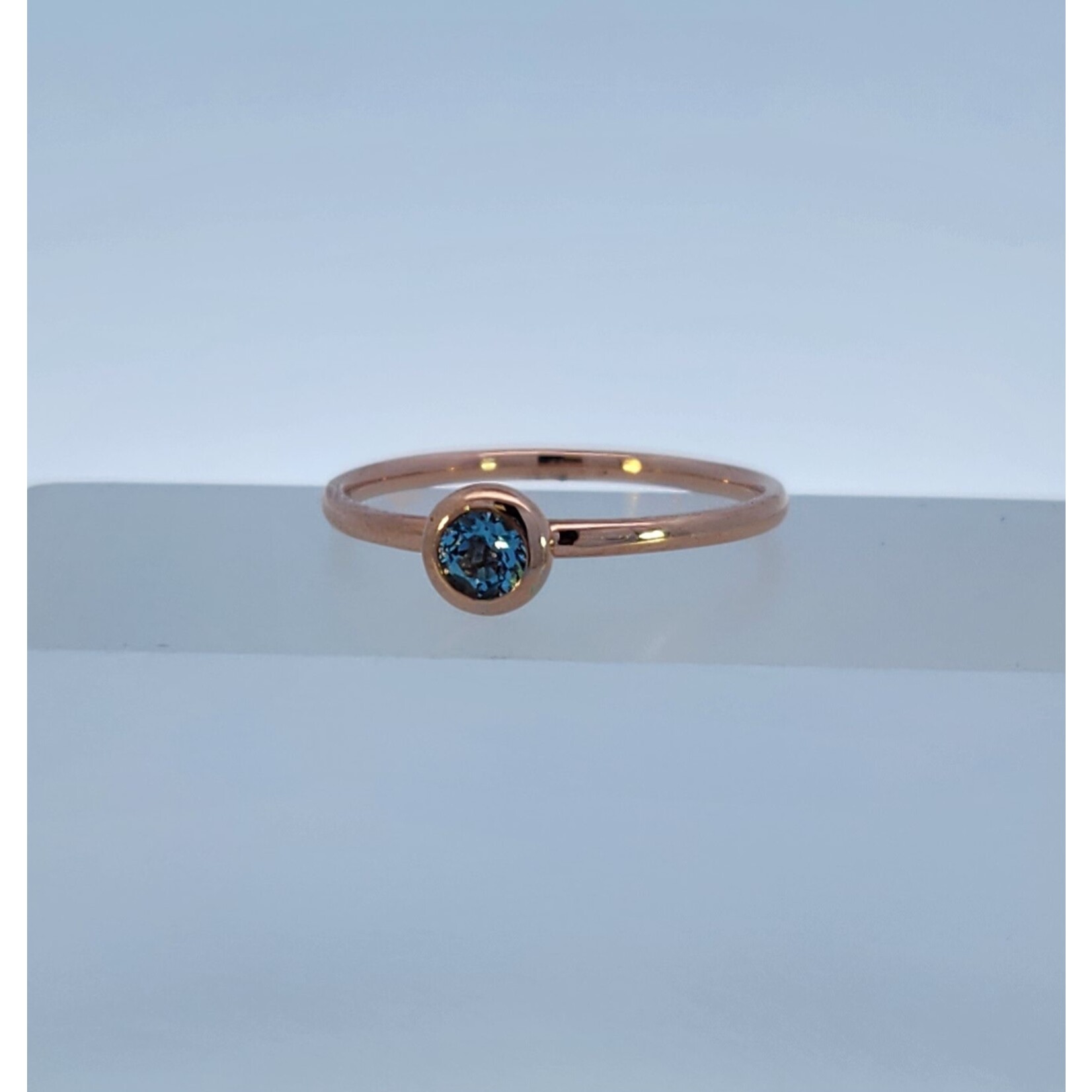 Kabana 14 Karat Rose Gold Aquamarine Bezel Ring