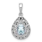 Quality Gold Inc. Sterling Silver Aquamarine Teardrop Pendant