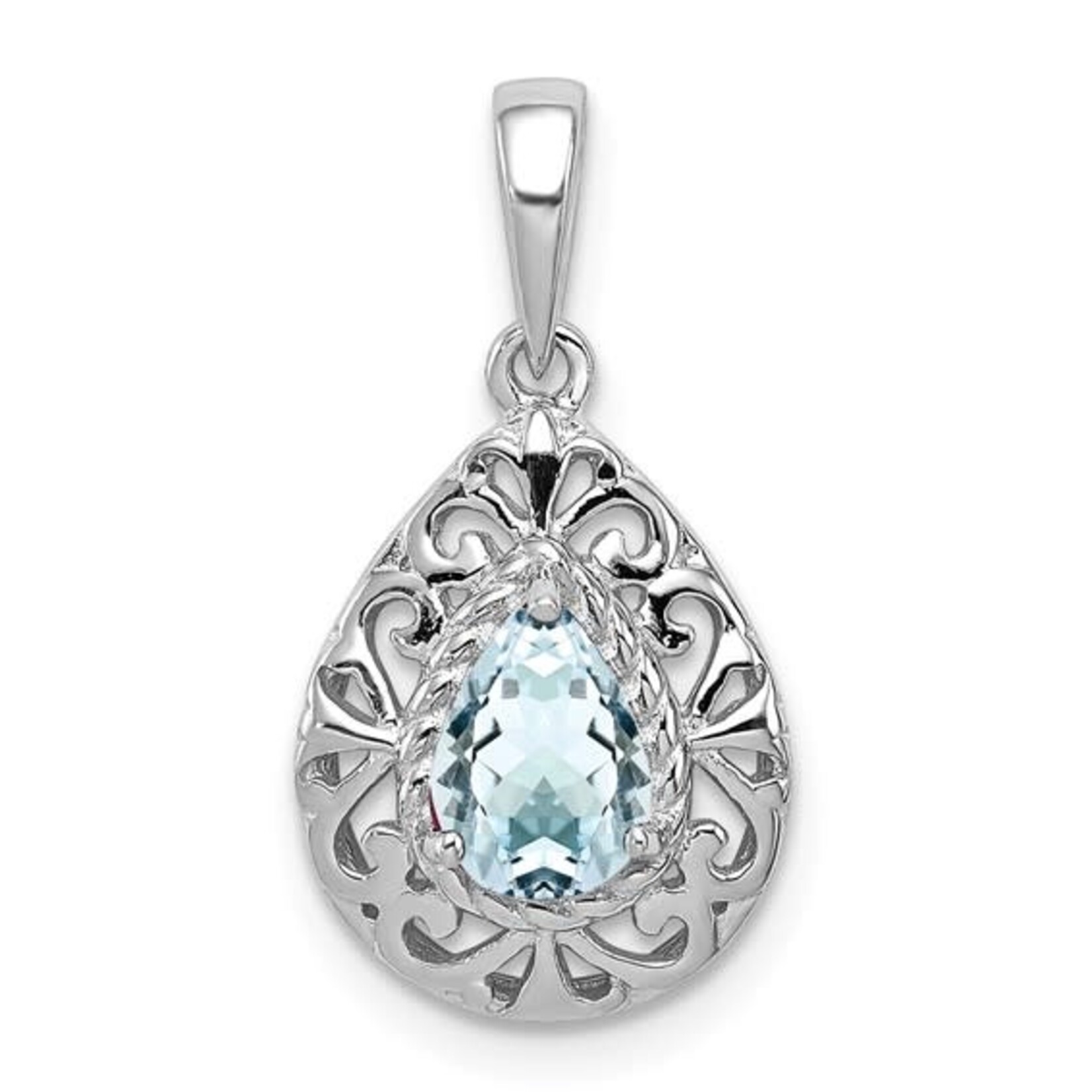 Quality Gold Inc. Sterling Silver Aquamarine Teardrop Pendant