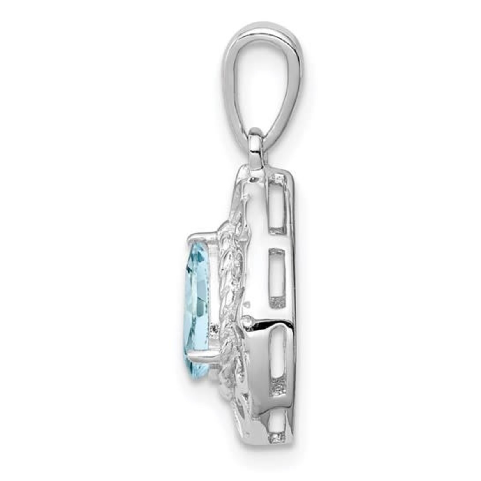 Sterling Silver Aquamarine Teardrop Pendant