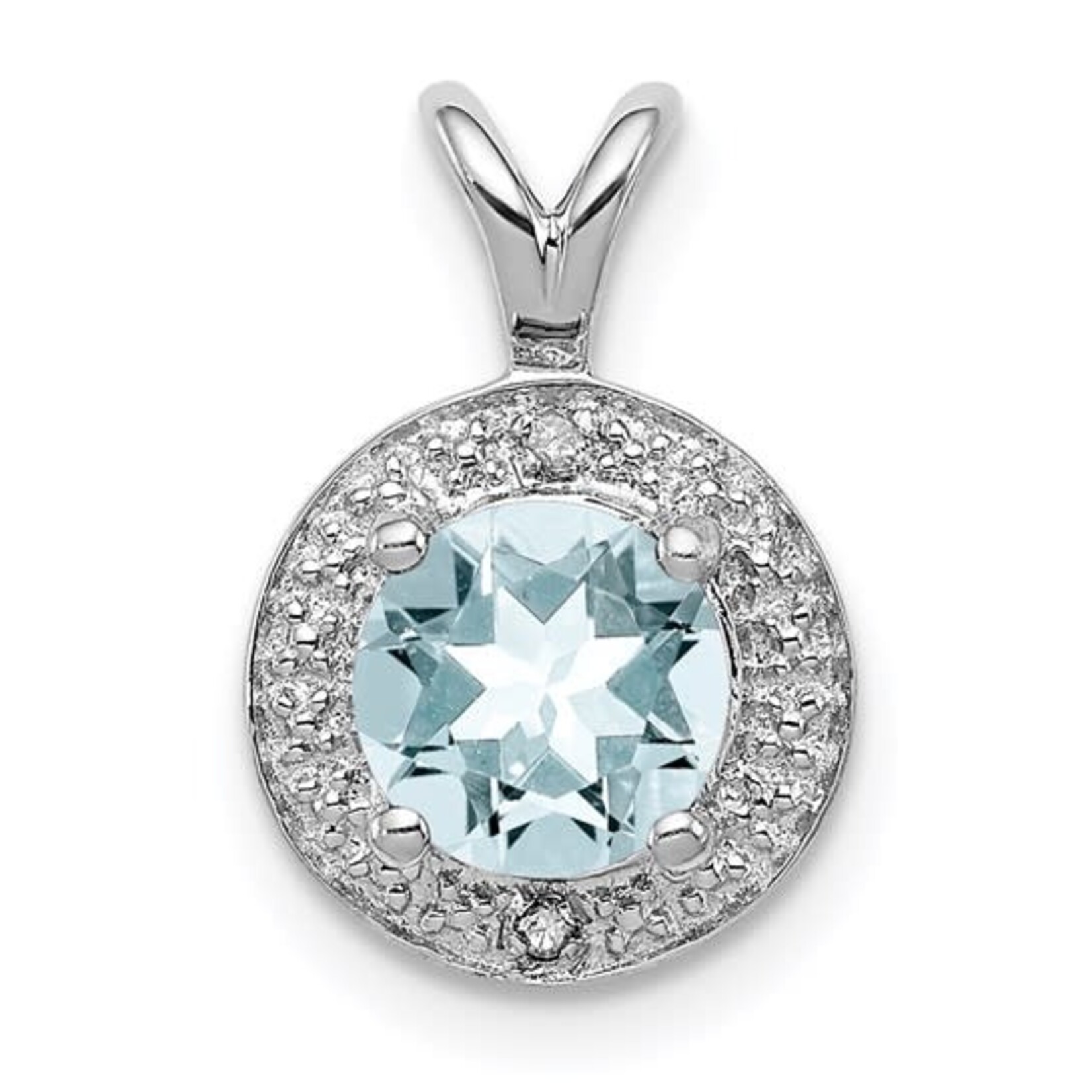 Sterling Silver Aquamarine & Diamond Circle Pendant