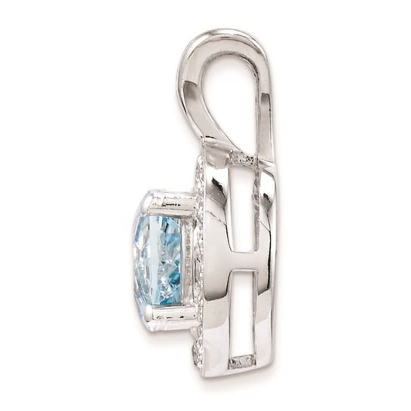 Sterling Silver Aquamarine & Diamond Circle Pendant