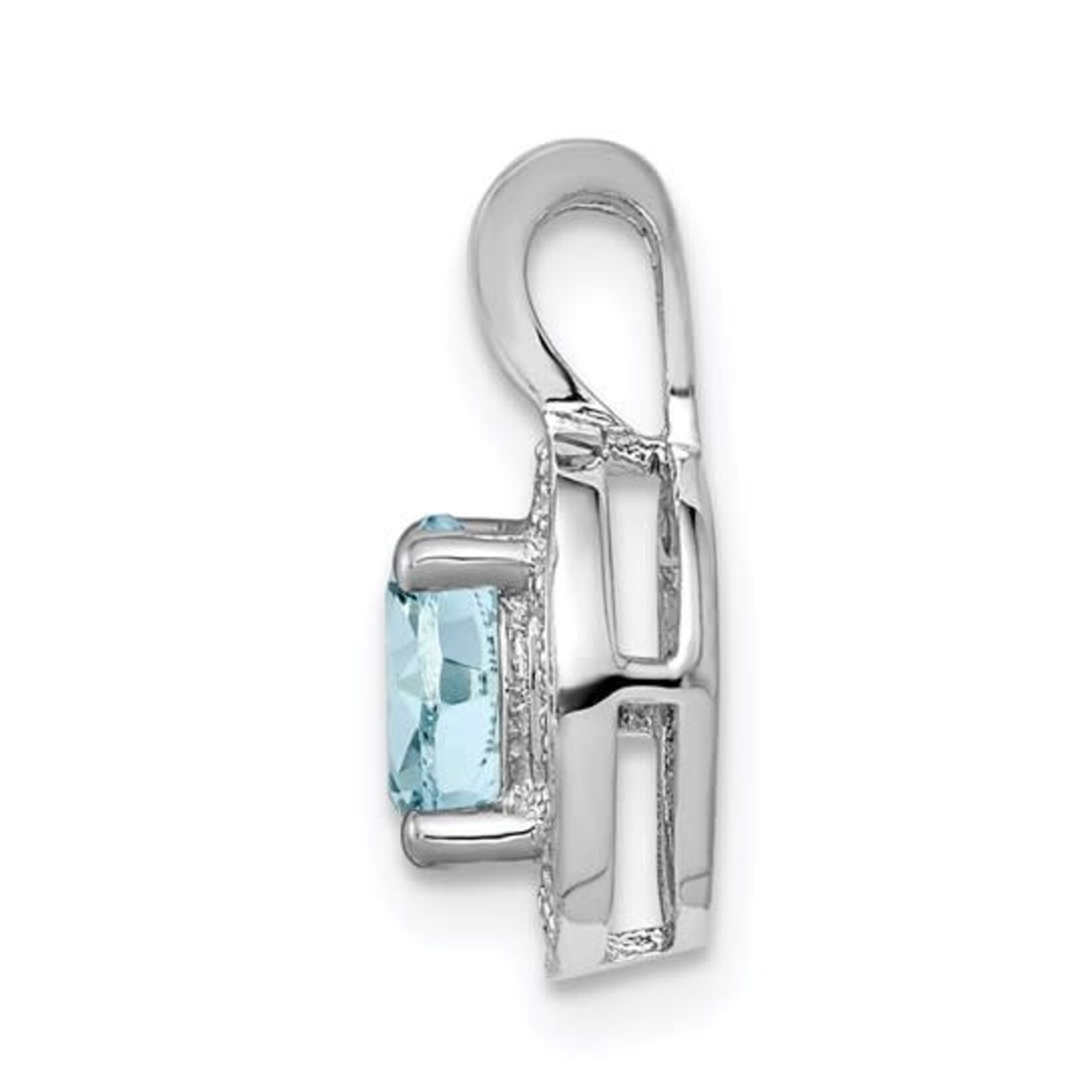Sterling Silver Aquamarine & Diamond Circle Pendant