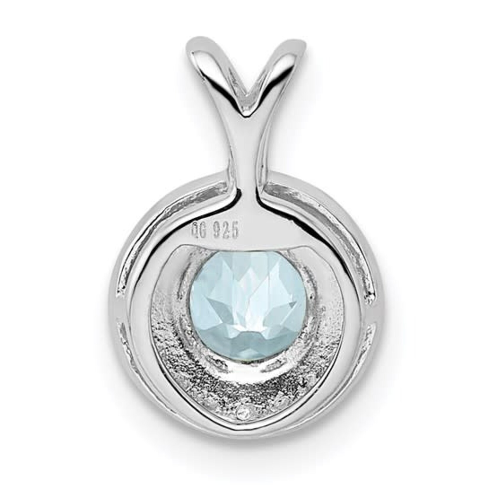 Sterling Silver Aquamarine & Diamond Circle Pendant
