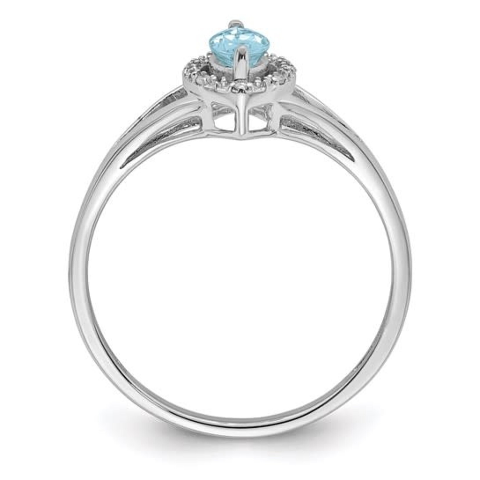 Sterling Silver Aquamarine & Diamond Marquise Ring